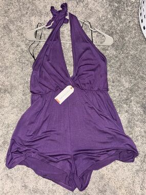 NWT Earthbound Purple halter-neck romper